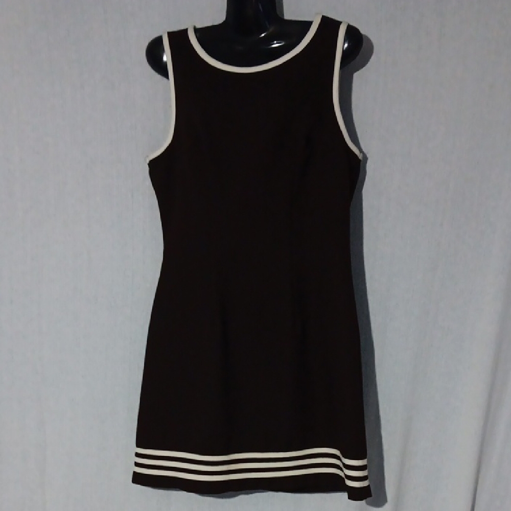 Vintage Byer Too! Brown Sleeveless Sheath Mini Dress Made In USA Size 7